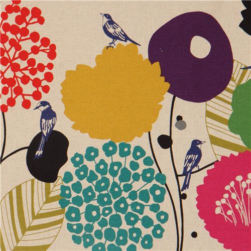 natural-coloured wildflower echino laminate fabric bird 1