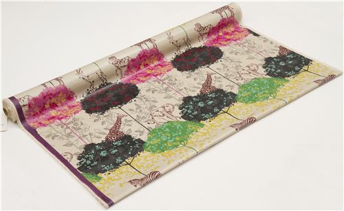 natural echino safari animals laminate fabric acacia pink 3