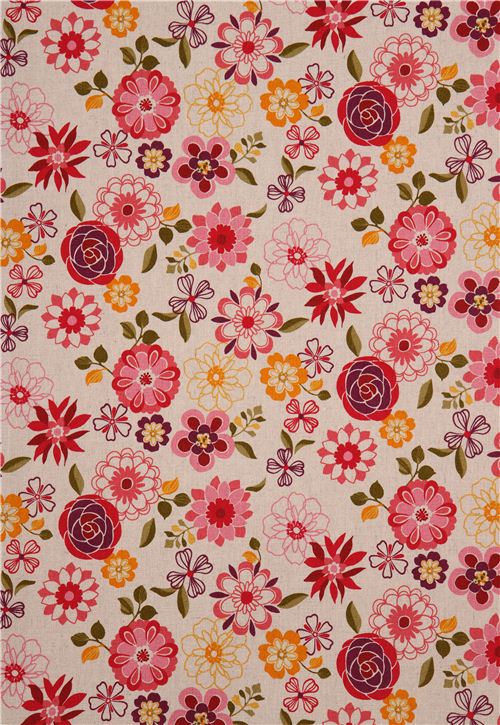 natural grey structured linen Dobby flower fabric Japan 3