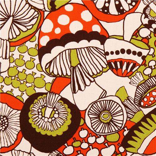 natural mushroom oxford fabric by Cosmo from Japan - Mushroom Fabric ...