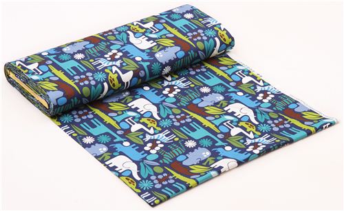 navy blue 2-D Zoo zoo animal fabric Alexander Henry 3