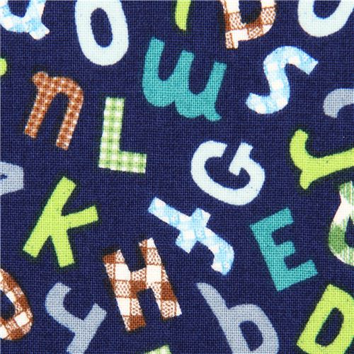 navy blue ABC alphabet Gingham fabric Alexander Henry USA 1