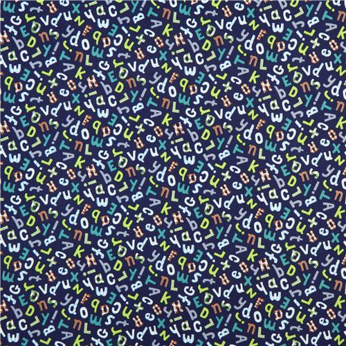 navy blue ABC alphabet Gingham fabric Alexander Henry USA 2