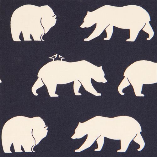 navy blue 'Bear Hike' bears birch poplin organic fabric USA 1