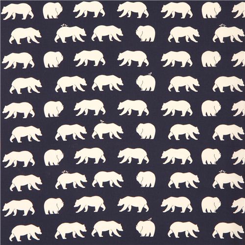 navy blue 'Bear Hike' bears birch poplin organic fabric USA 2