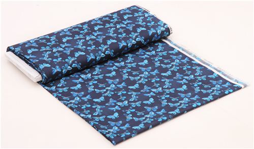 navy blue 'Butterflies' animal Cloud 9 organic cotton fabric Fabric by ...