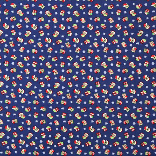 navy blue Christmas owl fabric Timeless Treasures Holiday 2