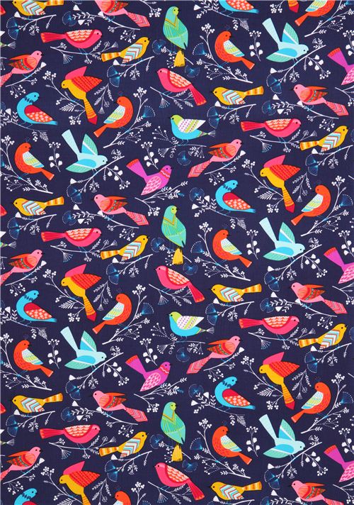navy blue Flock Michael Miller butterfly animal fabric 3
