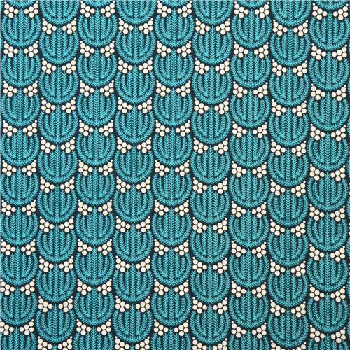 navy blue 'Flora' flower wreath pattern Cloud 9 organic cotton fabric 3