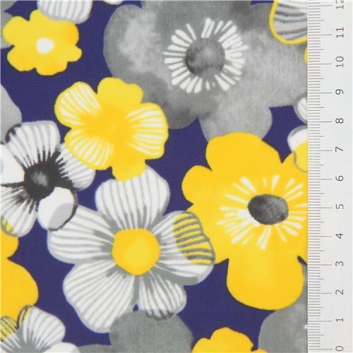 Remnant (29 x 120 cm) - navy blue Japanese flower nylon oxford fabric 2