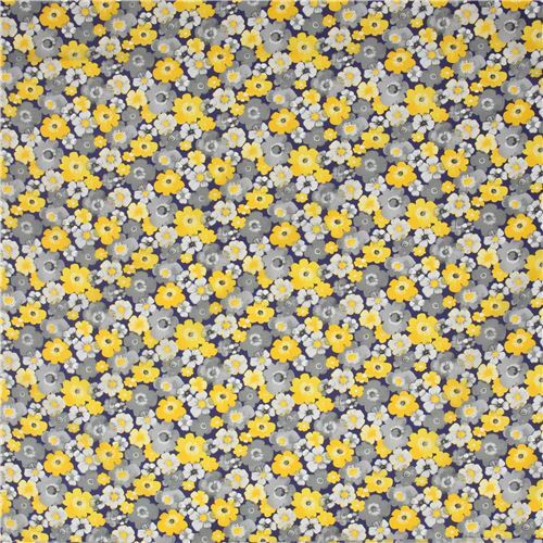 Remnant (29 x 120 cm) - navy blue Japanese flower nylon oxford fabric 3