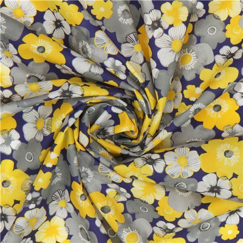 Remnant (29 x 120 cm) - navy blue Japanese flower nylon oxford fabric 5