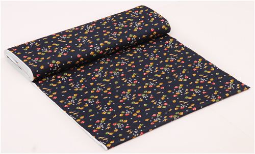 navy blue Kyoto duck bird Japan cotton fabric structured Fabric by ...