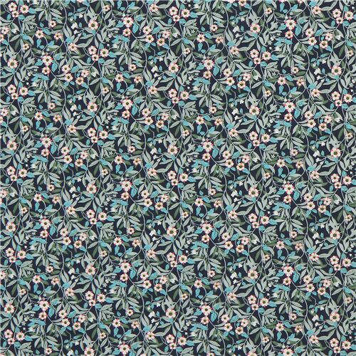  Cotton Fabric by The Yard Flower Fabric 110cm Wide Cozy Little  Flower (Navy)