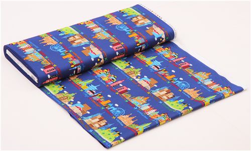 navy blue London New York Tokyo Paris fabric by Timeless Treasures 4