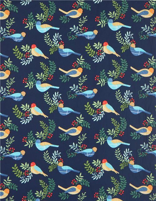 navy blue Michael Miller bird fabric - modeS4u