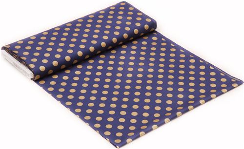 navy blue Michael Miller fabric Quarter Dot Pearlized with shiny gold ...
