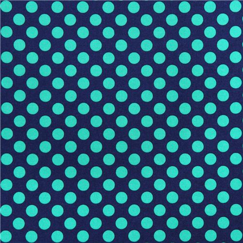 navy blue Michael Miller fabric Ta Dot with sea green dots 6