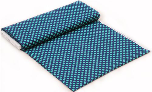 navy blue Michael Miller fabric Ta Dot with sea green dots 7
