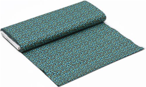Remnant 38 cm - navy blue Michael Miller fabric small green flower ...