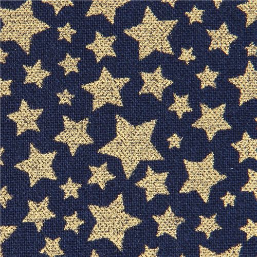 navy blue Michael Miller fabric star gold metallic embellishment ...