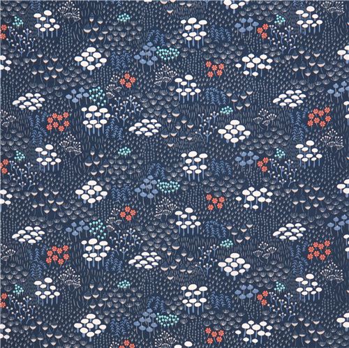 navy blue Midnight Flora Wildwood Cloud 9 flower organic fabric 2