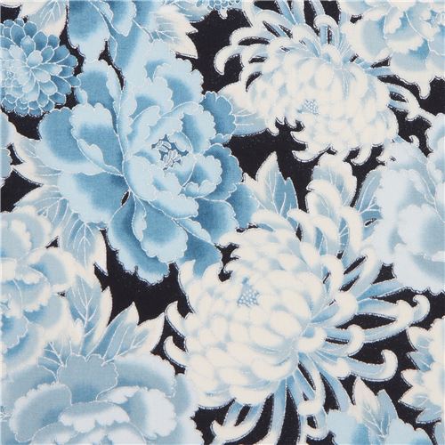 navy blue Robert Kaufman flower fabric with silver embellishment 1