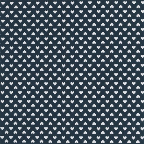 navy blue Robert Kaufman mini white heart fabric Sevenberry Classiques ...