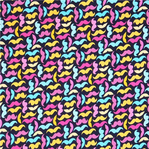 navy blue Robert Kaufman moustache Jersey knit fabric 2