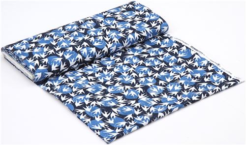 navy blue Robert Kaufman white bird fabric Marks - modeS4u