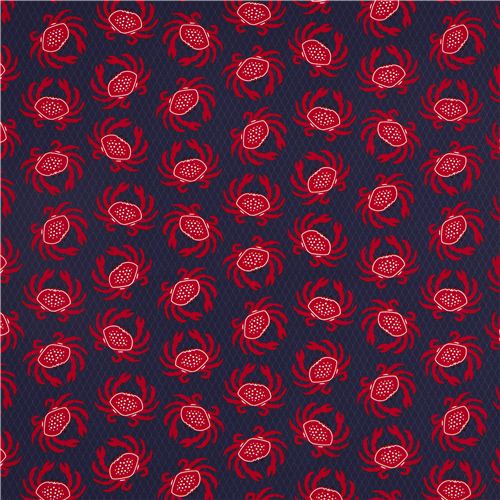 navy blue Timeless Treasures crab animal fabric 2