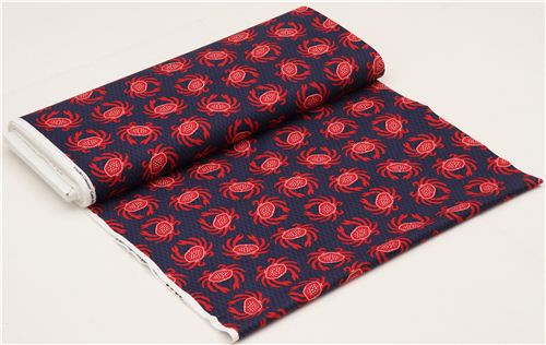 navy blue Timeless Treasures crab animal fabric 3