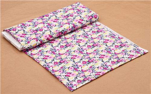 navy blue 'Wild Blossoms' fabric by Michael Miller with colorful ...