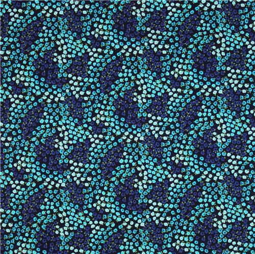 navy blue blossom pattern flower fabric Ava Turquoise Michael Miller ...