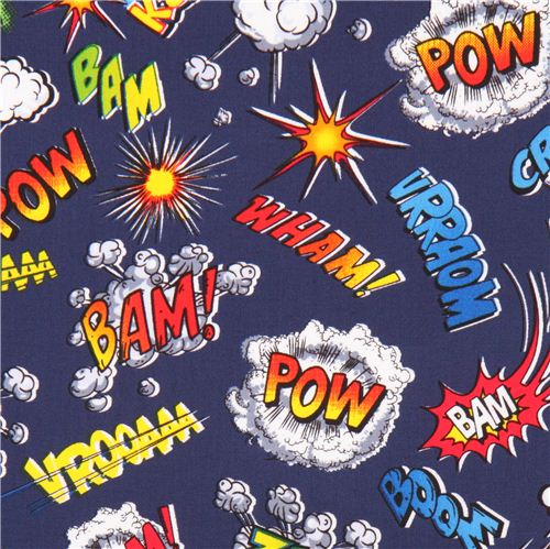 navy blue comic words fabric by Timeless Treasures USA 2