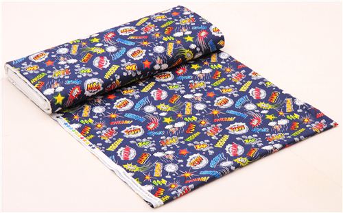 navy blue comic words fabric by Timeless Treasures USA 5