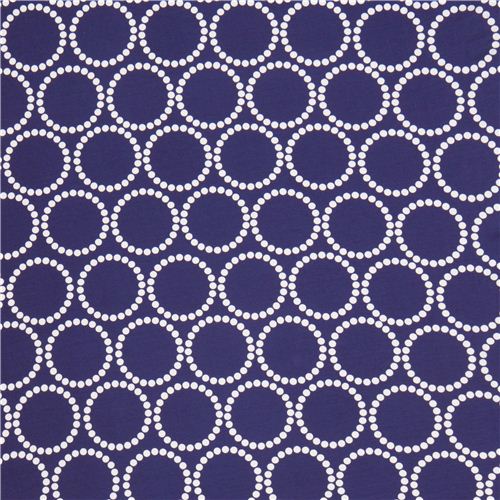 navy blue dot circles knit fabric Andover USA - modeS4u