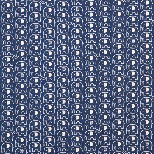 navy blue elephant Canvas fabric Kokka Japan 3