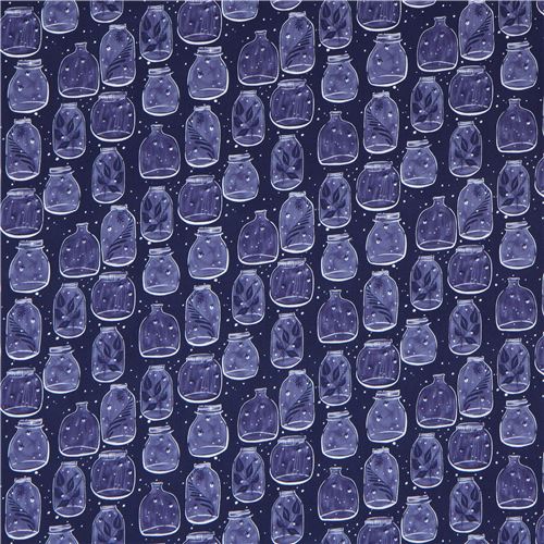 navy blue fabric jar small white dot insect leaf by Dear Stella USA 2