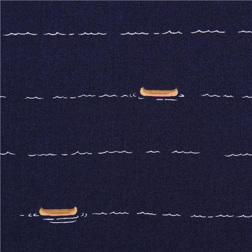 navy blue fabric small canoe wave  by Dear Stella USA Fabric