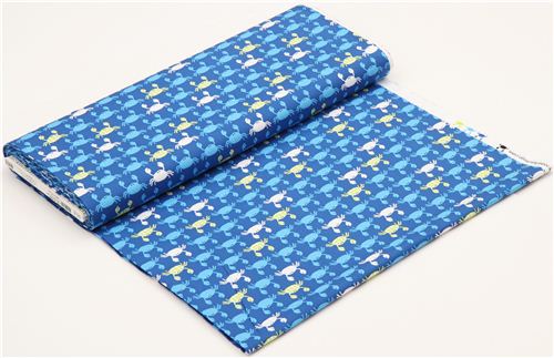 marineblauer Stoff mit Krabben von Robert Kaufman USA 3