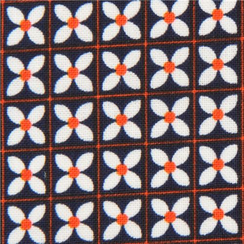 navy blue fabric with small white flower fabric by Cotton and Steel 1