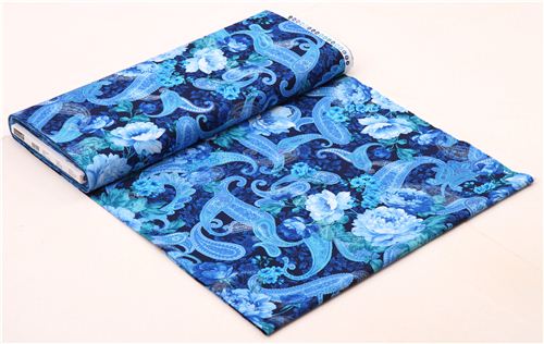 navy blue flower and paisley fabric Timeless Treasures 6