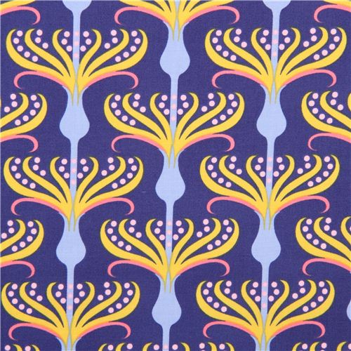 navy blue flower fabric Helen's Garden Michael Miller USA 1