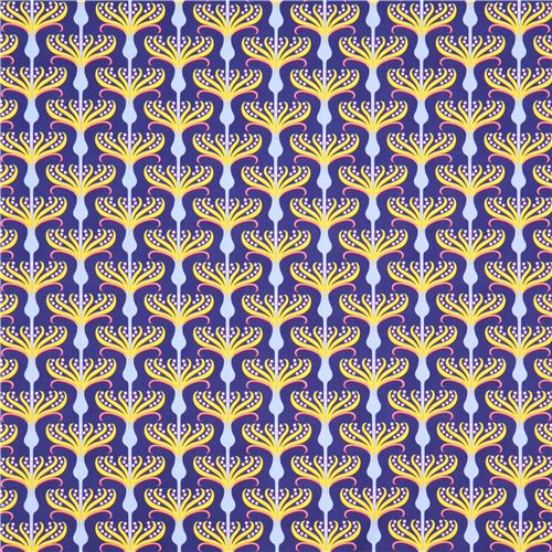 navy blue flower fabric Helen's Garden Michael Miller USA 2