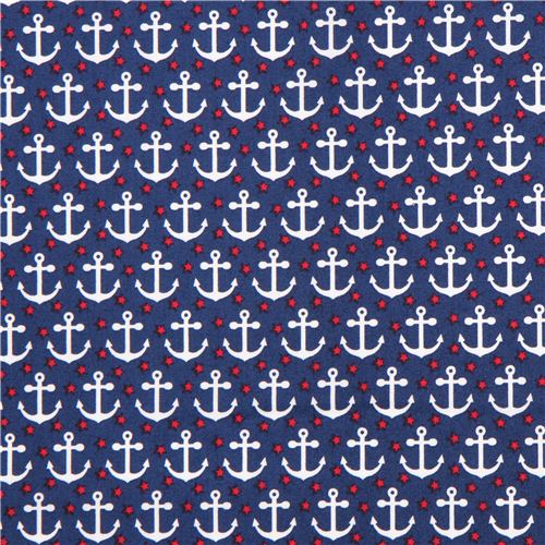 navy blue maritime anchor fabric Robert Kaufman 'Fabulous Foxes' Fabric ...