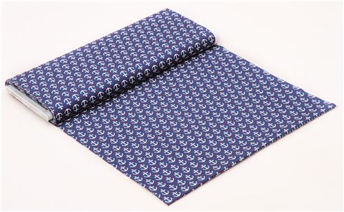 navy blue maritime anchor fabric Robert Kaufman 'Fabulous Foxes' 3