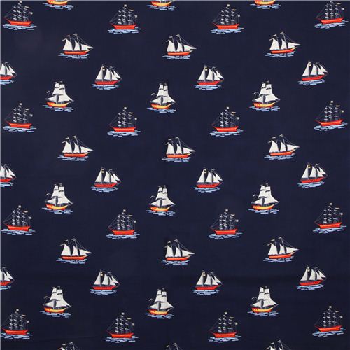 navy blue maritime sailing ship fabric Michael Miller Sailor Fabric