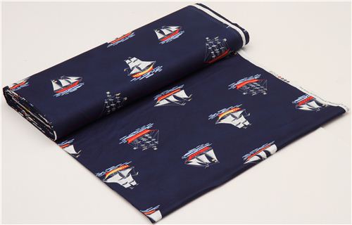 navy blue maritime sailing ship fabric Michael Miller  3