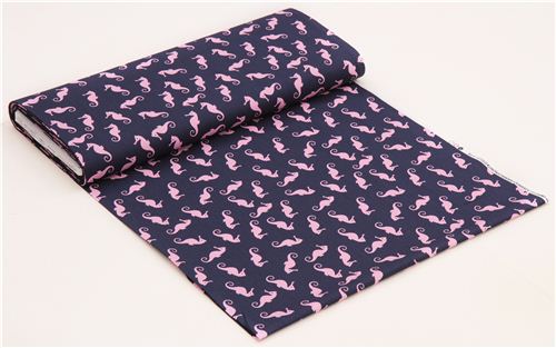 navy blue maritime seahorses animal fabric by Dear Stella USA 5
